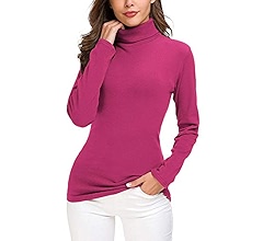 EXCHIC Women's Turtleneck Sweater Cable Knitted Solid